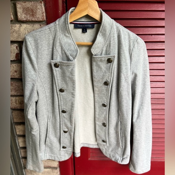 Women's Gray Tommy Hilfiger Military Style Jacket Medium - Picture 4 of 9